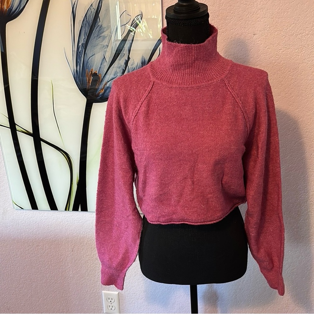 Soft Mock Neck Pink Women's Sweater